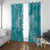 Teal Polynesia Hammerhead Shark Tattoo With Plumeria Lei Window Curtain
