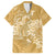 Yellow Polynesia Hammerhead Shark Tattoo With Plumeria Lei Family Matching Summer Maxi Dress and Hawaiian Shirt