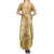 Yellow Polynesia Hammerhead Shark Tattoo With Plumeria Lei Family Matching Summer Maxi Dress and Hawaiian Shirt