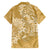 Yellow Polynesia Hammerhead Shark Tattoo With Plumeria Lei Family Matching Tank Maxi Dress and Hawaiian Shirt