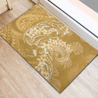 Yellow Polynesia Hammerhead Shark Tattoo With Plumeria Lei Rubber Doormat LT14 - Polynesian Pride