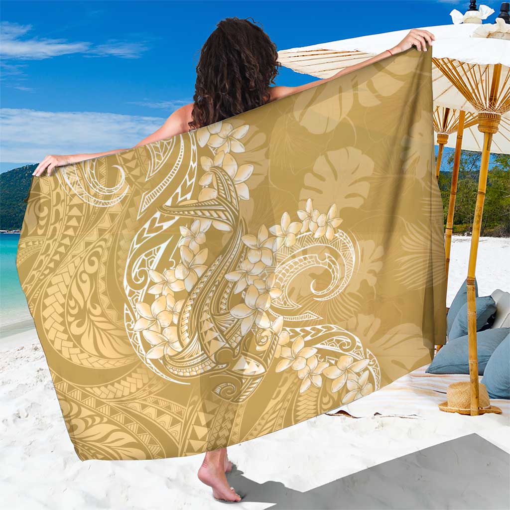 Yellow Polynesia Hammerhead Shark Tattoo With Plumeria Lei Sarong LT14 One Size 44 x 66 inches Yellow - Polynesian Pride