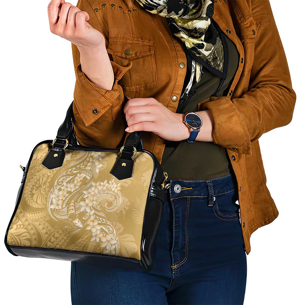 Yellow Polynesia Hammerhead Shark Tattoo With Plumeria Lei Shoulder Handbag