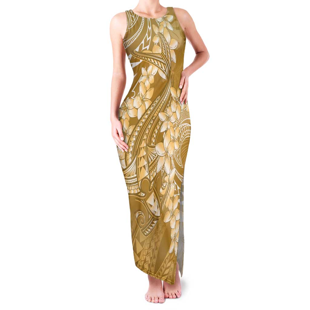 Yellow Polynesia Hammerhead Shark Tattoo With Plumeria Lei Tank Maxi Dress LT14 Women Yellow - Polynesian Pride