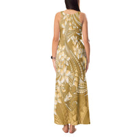 Yellow Polynesia Hammerhead Shark Tattoo With Plumeria Lei Tank Maxi Dress LT14 - Polynesian Pride