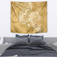 Yellow Polynesia Hammerhead Shark Tattoo With Plumeria Lei Tapestry