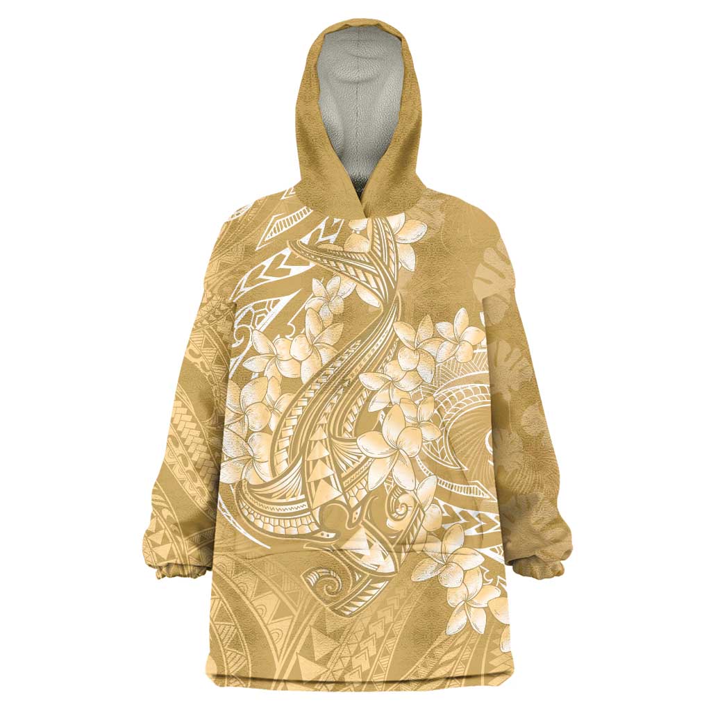 Yellow Polynesia Hammerhead Shark Tattoo With Plumeria Lei Wearable Blanket Hoodie LT14 One Size Yellow - Polynesian Pride