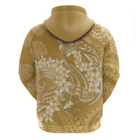 Yellow Polynesia Hammerhead Shark Tattoo With Plumeria Lei Zip Hoodie LT14 - Polynesian Pride