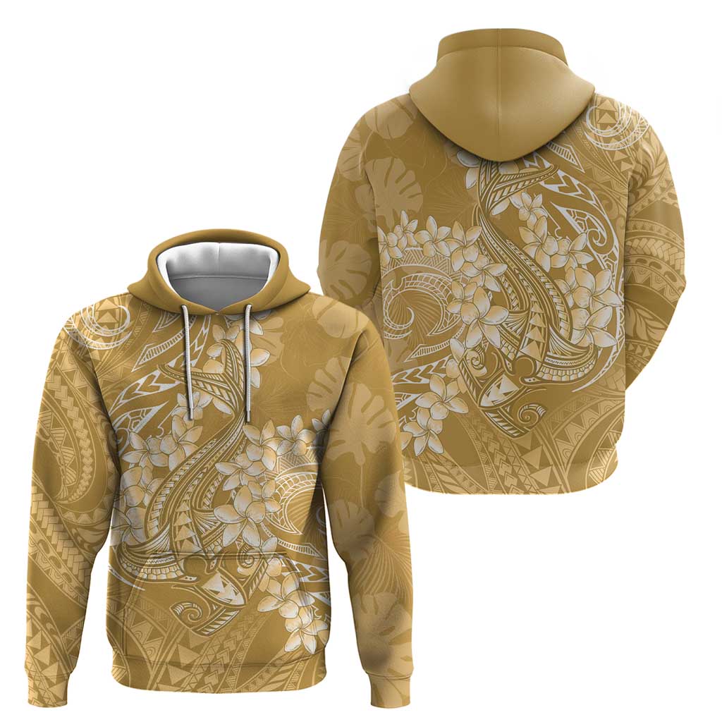 Yellow Polynesia Hammerhead Shark Tattoo With Plumeria Lei Zip Hoodie LT14 - Polynesian Pride