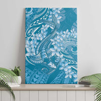 Blue Polynesia Hammerhead Shark Tattoo With Plumeria Lei Canvas Wall Art LT14 - Polynesian Pride