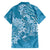 Blue Polynesia Hammerhead Shark Tattoo With Plumeria Lei Family Matching Summer Maxi Dress and Hawaiian Shirt