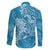 Blue Polynesia Hammerhead Shark Tattoo With Plumeria Lei Family Matching Summer Maxi Dress and Hawaiian Shirt