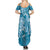 Blue Polynesia Hammerhead Shark Tattoo With Plumeria Lei Family Matching Summer Maxi Dress and Hawaiian Shirt