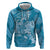 Blue Polynesia Hammerhead Shark Tattoo With Plumeria Lei Hoodie