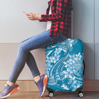 Blue Polynesia Hammerhead Shark Tattoo With Plumeria Lei Luggage Cover