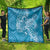 Blue Polynesia Hammerhead Shark Tattoo With Plumeria Lei Quilt