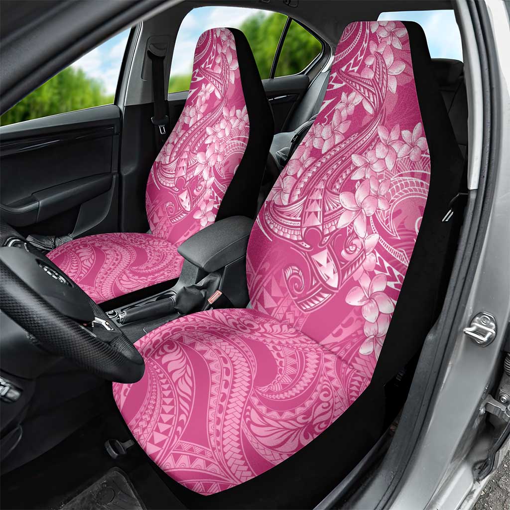 Pink Polynesia Hammerhead Shark Tattoo With Plumeria Lei Car Seat Cover