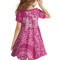 Pink Polynesia Hammerhead Shark Tattoo With Plumeria Lei Family Matching Off Shoulder Maxi Dress and Hawaiian Shirt