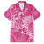 Pink Polynesia Hammerhead Shark Tattoo With Plumeria Lei Family Matching Summer Maxi Dress and Hawaiian Shirt