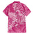 Pink Polynesia Hammerhead Shark Tattoo With Plumeria Lei Family Matching Summer Maxi Dress and Hawaiian Shirt
