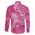 Pink Polynesia Hammerhead Shark Tattoo With Plumeria Lei Family Matching Summer Maxi Dress and Hawaiian Shirt