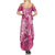 Pink Polynesia Hammerhead Shark Tattoo With Plumeria Lei Family Matching Summer Maxi Dress and Hawaiian Shirt