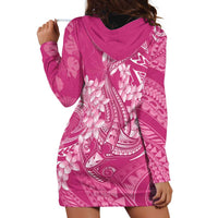Pink Polynesia Hammerhead Shark Tattoo With Plumeria Lei Hoodie Dress