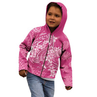 Pink Polynesia Hammerhead Shark Tattoo With Plumeria Lei Kid Hoodie