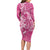 Pink Polynesia Hammerhead Shark Tattoo With Plumeria Lei Long Sleeve Bodycon Dress
