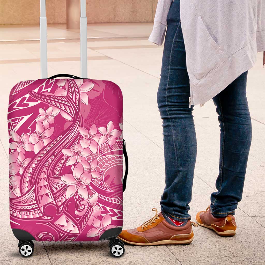 Pink Polynesia Hammerhead Shark Tattoo With Plumeria Lei Luggage Cover LT14 Pink - Polynesian Pride
