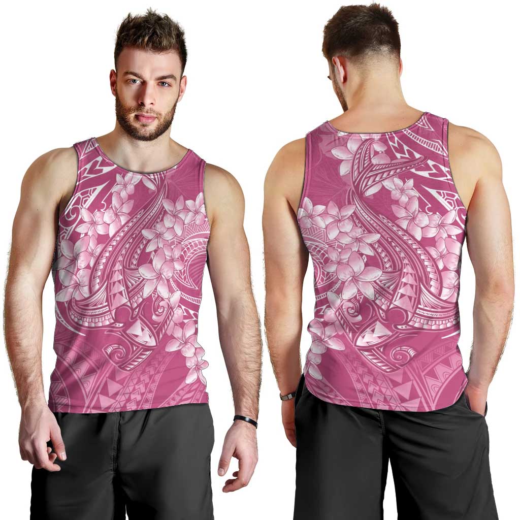 Pink Polynesia Hammerhead Shark Tattoo With Plumeria Lei Men Tank Top