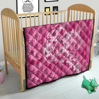 Pink Polynesia Hammerhead Shark Tattoo With Plumeria Lei Quilt