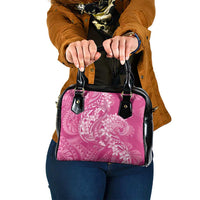 Pink Polynesia Hammerhead Shark Tattoo With Plumeria Lei Shoulder Handbag