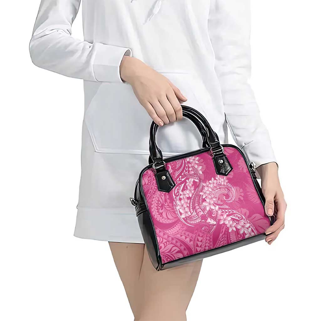 Pink Polynesia Hammerhead Shark Tattoo With Plumeria Lei Shoulder Handbag