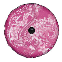 Pink Polynesia Hammerhead Shark Tattoo With Plumeria Lei Spare Tire Cover