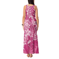 Pink Polynesia Hammerhead Shark Tattoo With Plumeria Lei Tank Maxi Dress LT14 - Polynesian Pride
