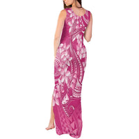 Pink Polynesia Hammerhead Shark Tattoo With Plumeria Lei Tank Maxi Dress LT14 - Polynesian Pride