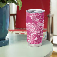 Pink Polynesia Hammerhead Shark Tattoo With Plumeria Lei Tumbler Cup LT14 - Polynesian Pride