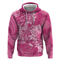 Pink Polynesia Hammerhead Shark Tattoo With Plumeria Lei Zip Hoodie LT14 Pullover Hoodie Pink - Polynesian Pride