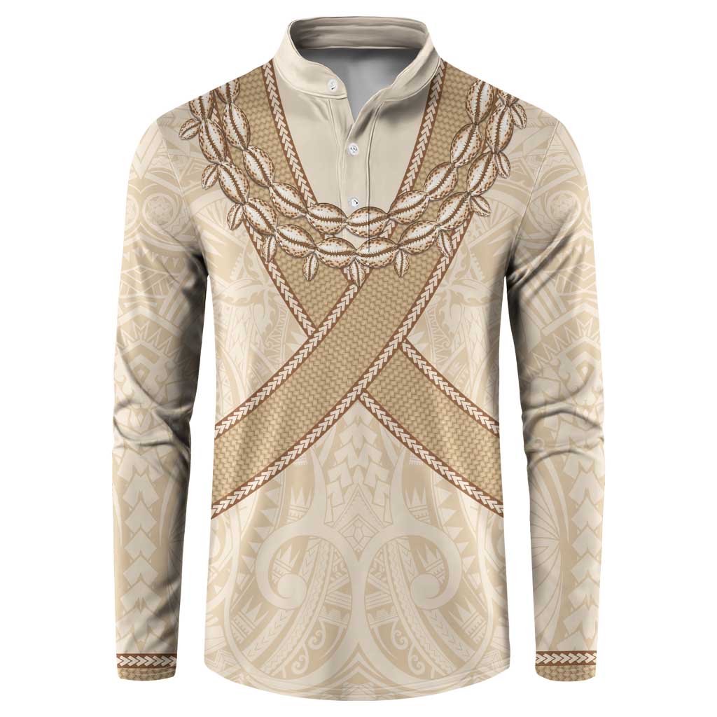 Mauri Ribaberiki Kiribati Button Sweatshirt Cowrie Shells Lei Palm Leaf Weaving