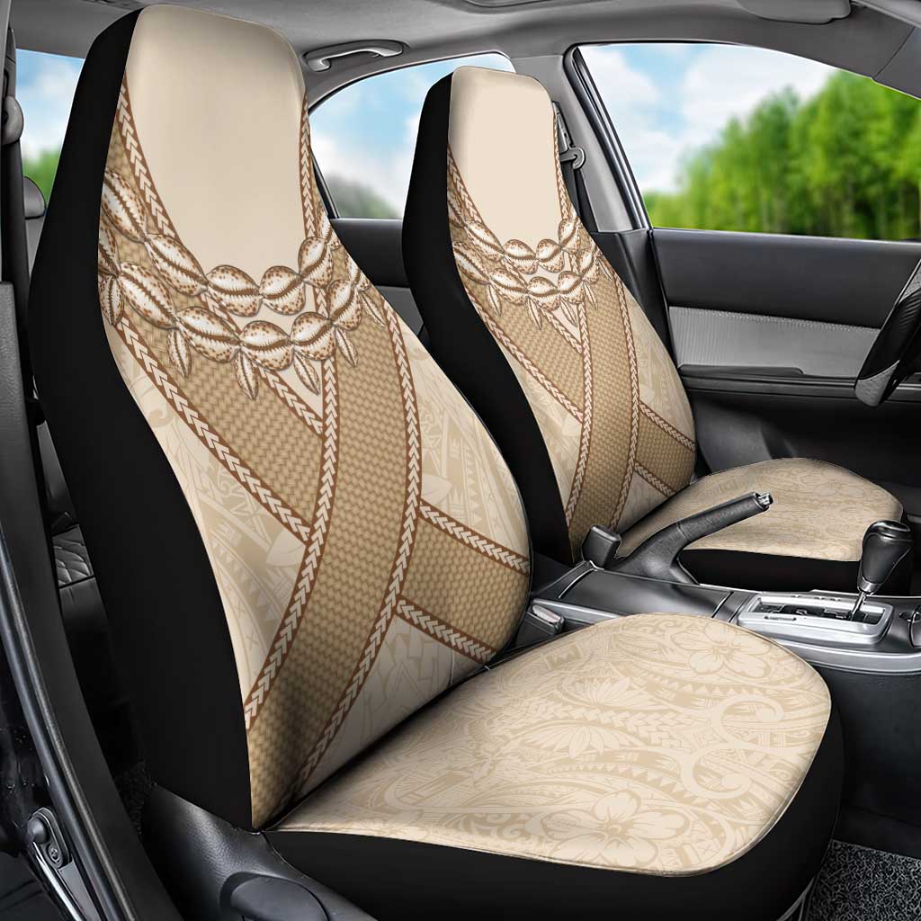 Mauri Ribaberiki Kiribati Car Seat Cover Cowrie Shells Lei Palm Leaf Weaving