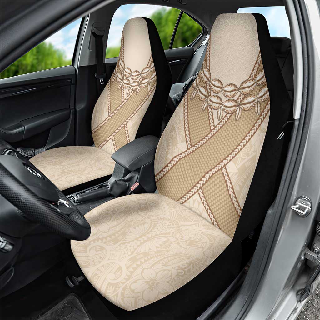 Mauri Ribaberiki Kiribati Car Seat Cover Cowrie Shells Lei Palm Leaf Weaving