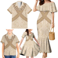 Mauri Ribaberiki Kiribati Family Matching Mermaid Dress and Hawaiian Shirt Cowrie Shells Lei Palm Leaf Weaving