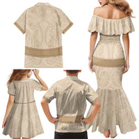 Mauri Ribaberiki Kiribati Family Matching Mermaid Dress and Hawaiian Shirt Cowrie Shells Lei Palm Leaf Weaving