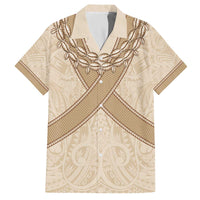 Mauri Ribaberiki Kiribati Family Matching Off The Shoulder Long Sleeve Dress and Hawaiian Shirt Cowrie Shells Lei Palm Leaf Weaving