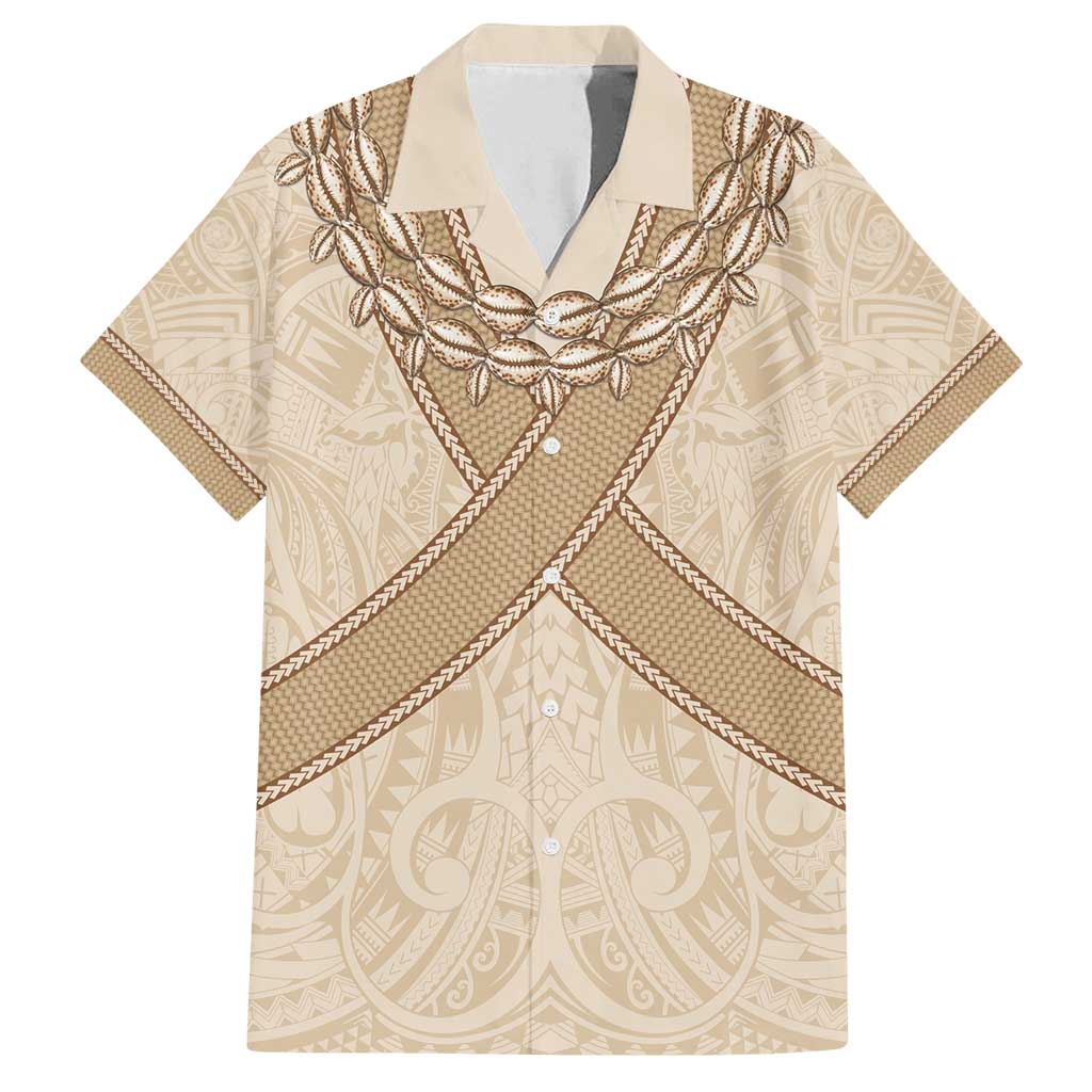 Mauri Ribaberiki Kiribati Family Matching Off Shoulder Short Dress and Hawaiian Shirt Cowrie Shells Lei Palm Leaf Weaving