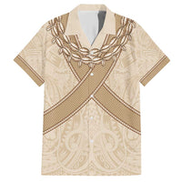 Mauri Ribaberiki Kiribati Family Matching Short Sleeve Bodycon Dress and Hawaiian Shirt Cowrie Shells Lei Palm Leaf Weaving