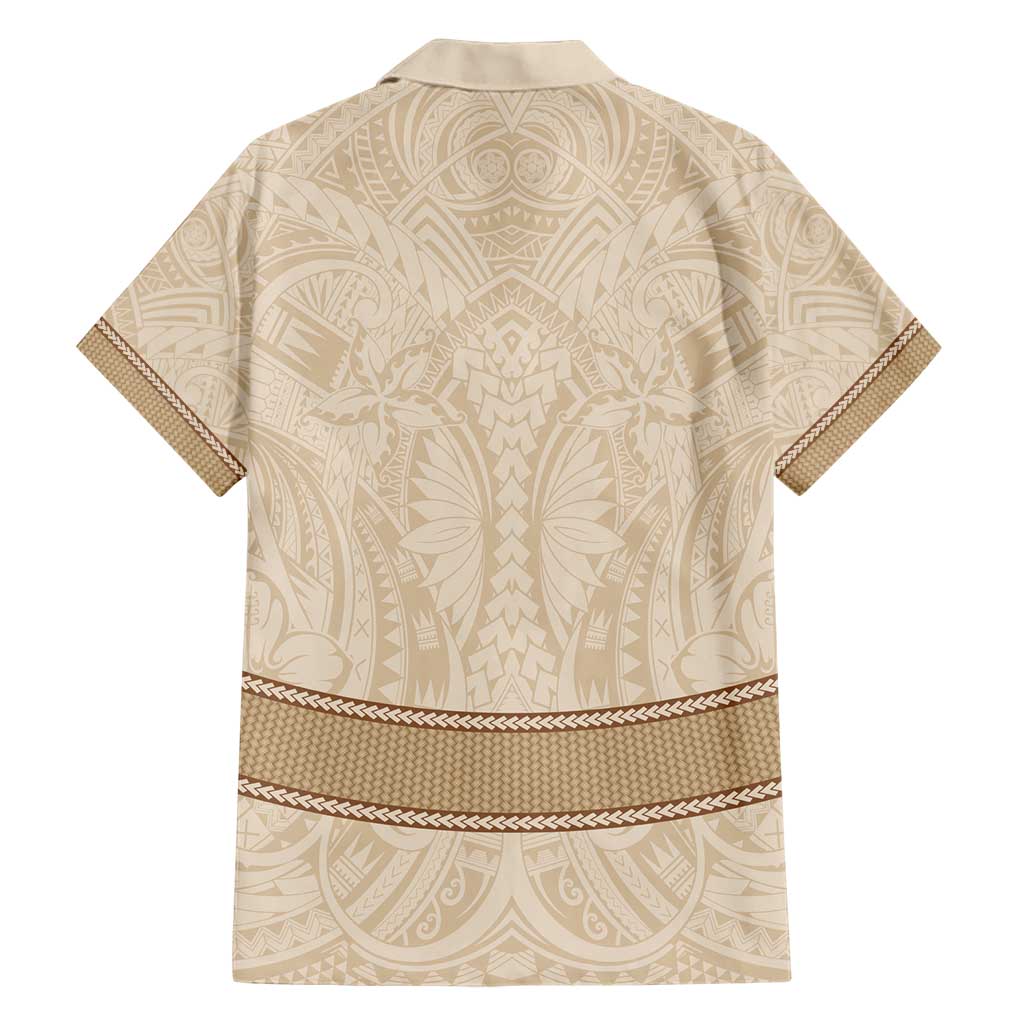 Mauri Ribaberiki Kiribati Family Matching Short Sleeve Bodycon Dress and Hawaiian Shirt Cowrie Shells Lei Palm Leaf Weaving