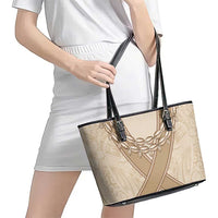 Mauri Ribaberiki Kiribati Leather Tote Bag Cowrie Shells Lei Palm Leaf Weaving