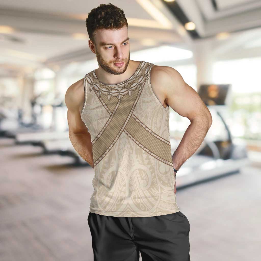 Mauri Ribaberiki Kiribati Men Tank Top Cowrie Shells Lei Palm Leaf Weaving